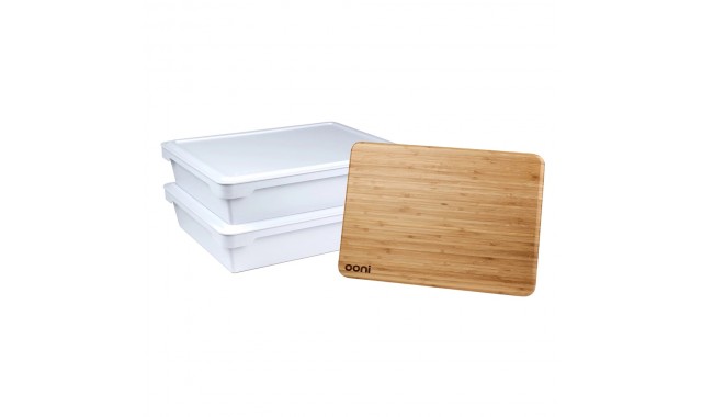 Set cutii cu capac si tocator bambus Ooni Set cutii cu capac si tocator bambus Ooni
