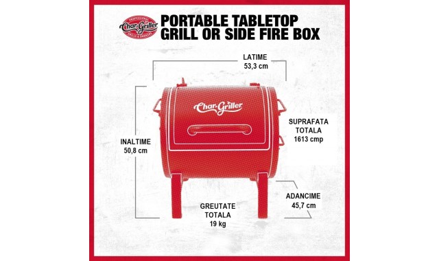 Gratar carbuni portabil Char-Griller Side Fire Box