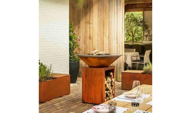 Plita foc lemne Classic 100 Corten spatiu depozitare Ofyr Plita foc lemne Classic 100 Corten spatiu depozitare Ofyr