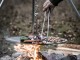 Hanging firebowl with cooking tripod