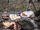 Hanging firebowl with cooking tripod