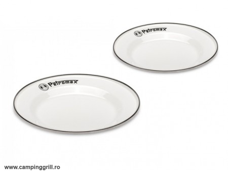 Petromax enamel plates set white 18 cm