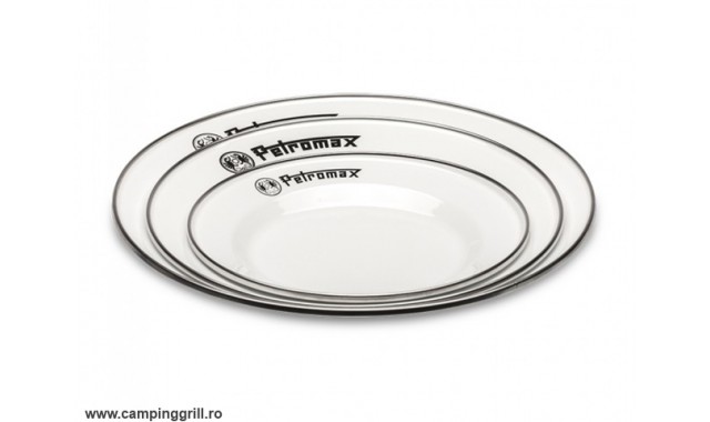 Petromax enamel plates set white 26 cm