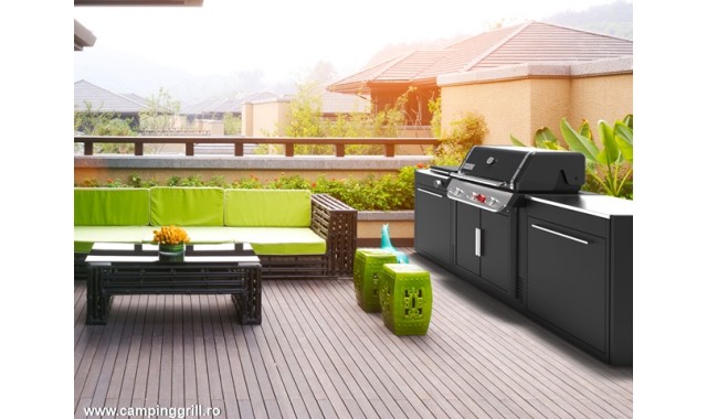 Bucatarie exterioara compacta BBQ Kitchen pentru gratar Weber Genesis 300