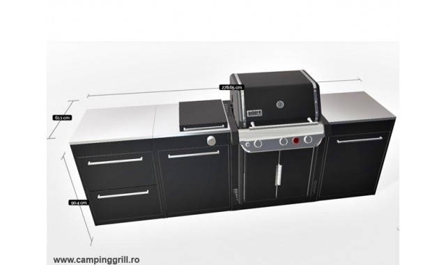 Bucatarie exterioara medium BBQ Kitchen pentru gratar Weber Genesis 300