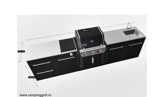 Bucatarie exterioara large BBQ Kitchen pentru gratar Weber Genesis 300