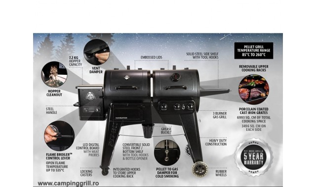 COMBO gas grill and pellet smoker Pit Boss Navigator 1230