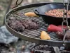 Hanging grill with cooking tripod