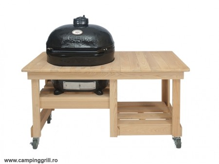 Ceramic grill Primo Oval XL in wood table