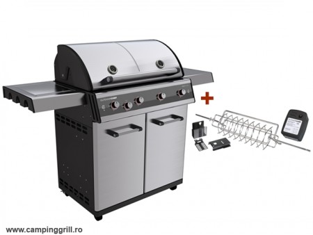Stainless steel grill with rotisserrie DUALCHEF S 425G