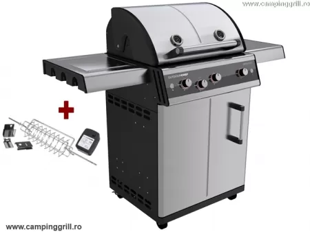 Stainless steel grill with rotisserie DUALCHEF S 325G