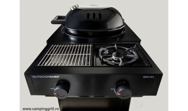 Gratar Gaz AROSA 570G EVO BLACK cu statie infrarosu si zona cooking